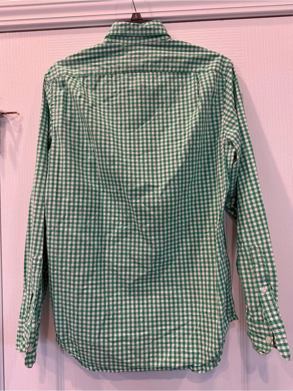 J. Crew Green and White Gingham Button-Down Shirt size small